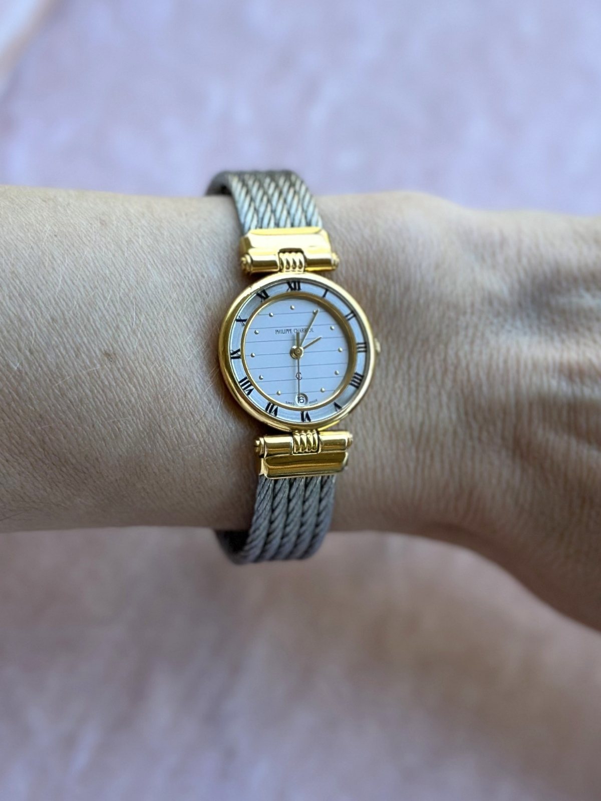 Louise Row Studio featuring Charriol 2-tone watch on wrist.