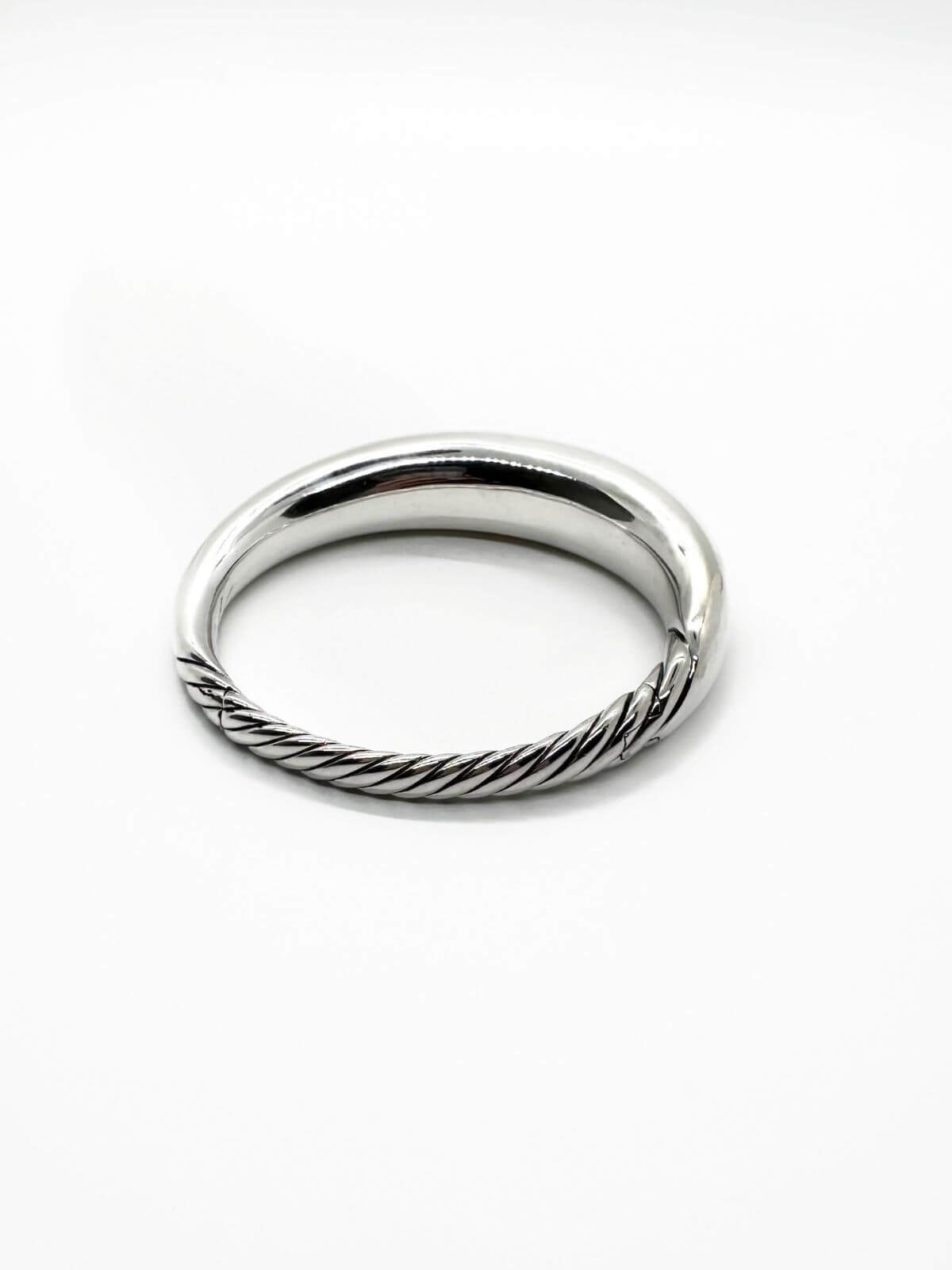 DY Silver Bangle on white background Back