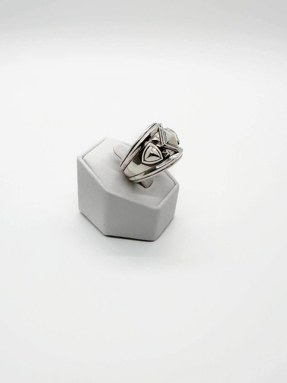 DY Silver Renaissance ring on white fixture on white background