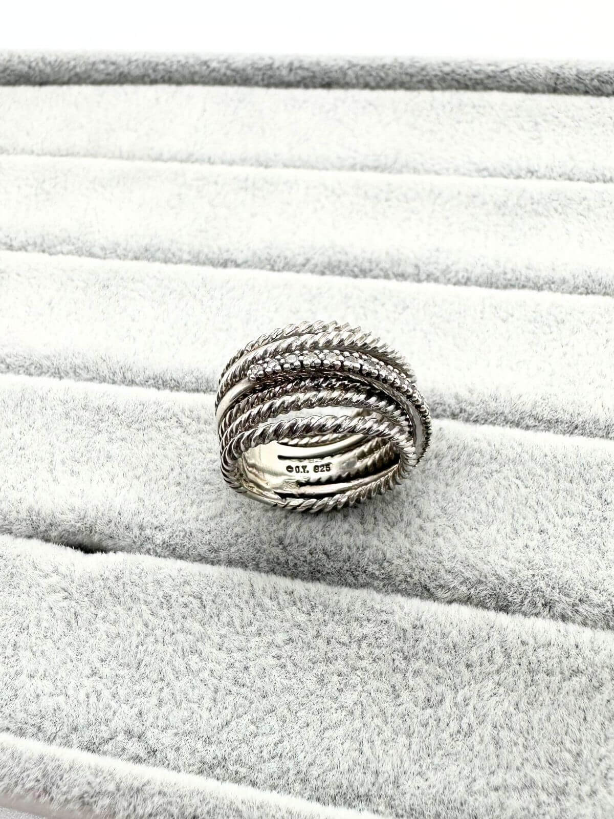 David Yurman silver ring showing signature