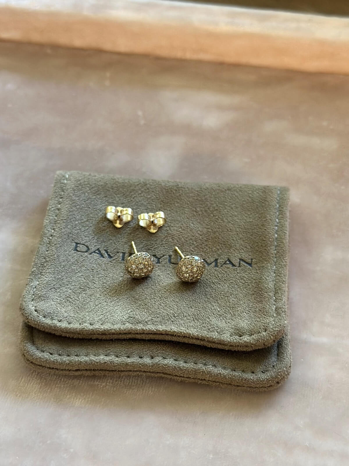Louise Row featuring David Yurman diamond cushion stud earrings on plate