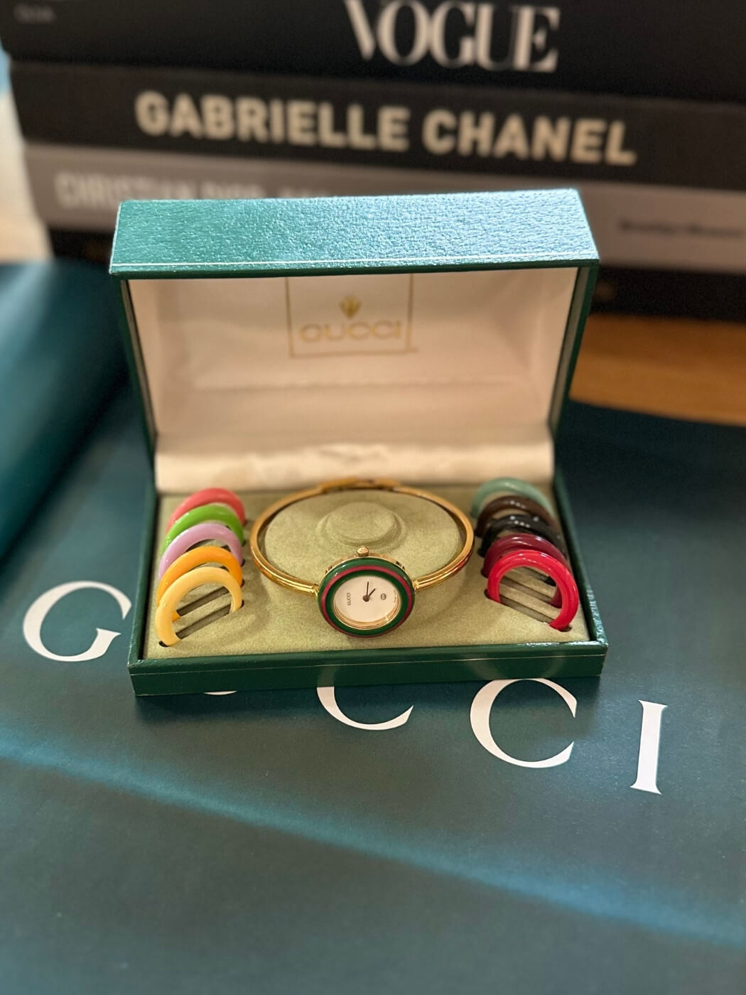 Louise Row featuring vintage Gucci 1100 watch in original box