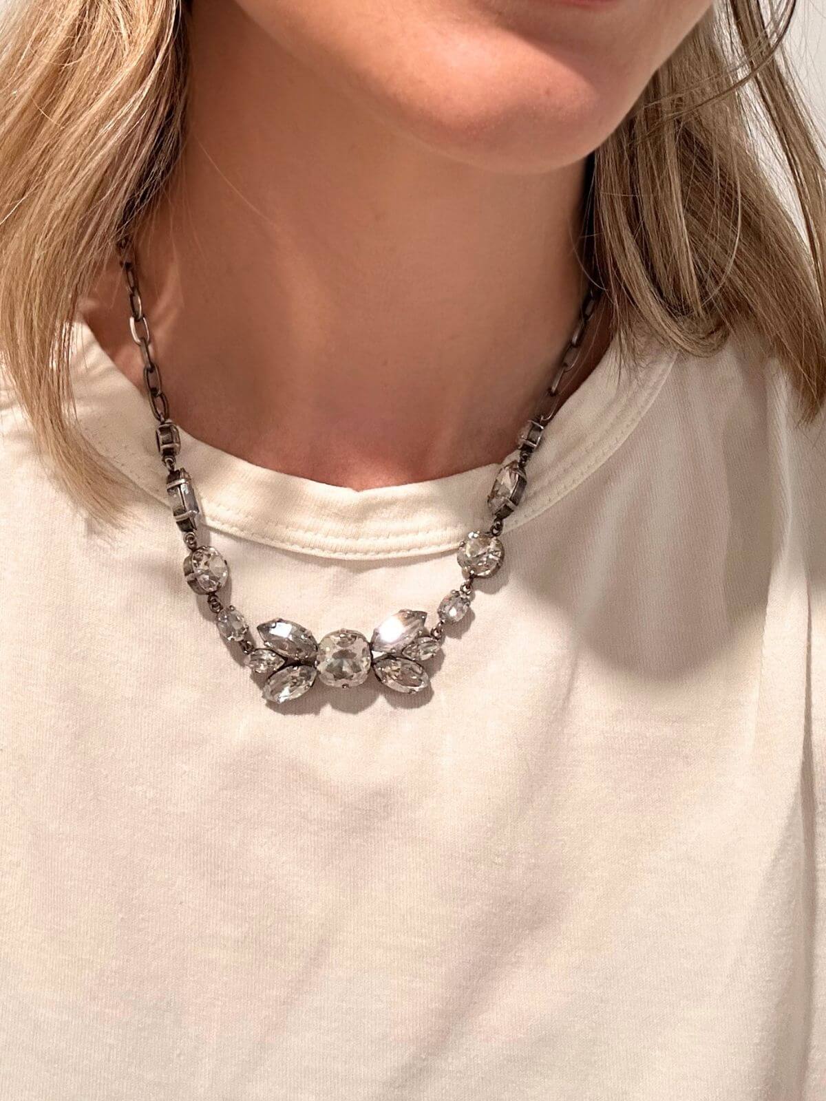 Louise Row Studio featuring Isabel Marant Necklace with crystals on model.