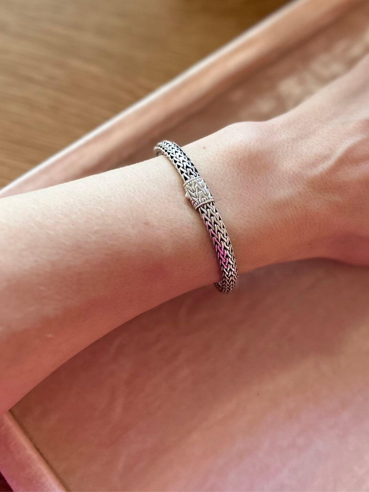 John Hardy Silver bracelet on arm