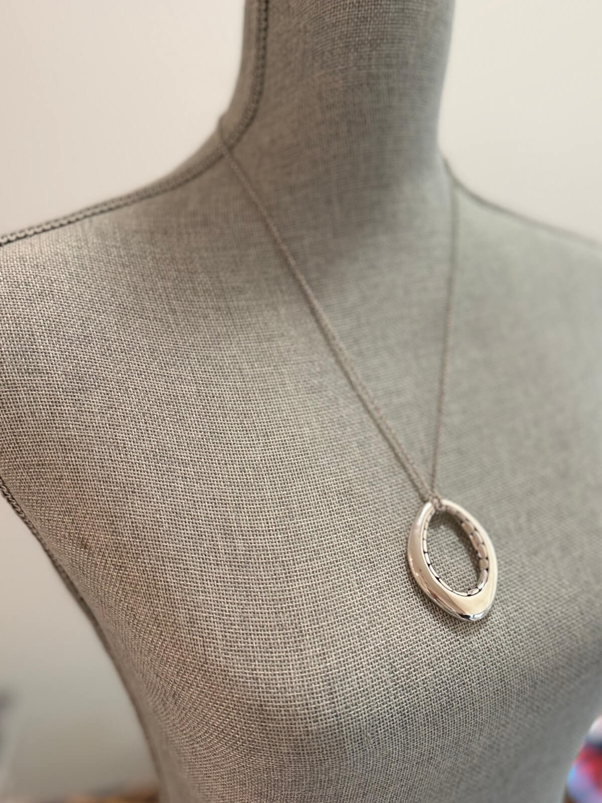 Louise Row featuring John Hardy Kali Dot Pendant in Sterling Silver on Grey Mannequin