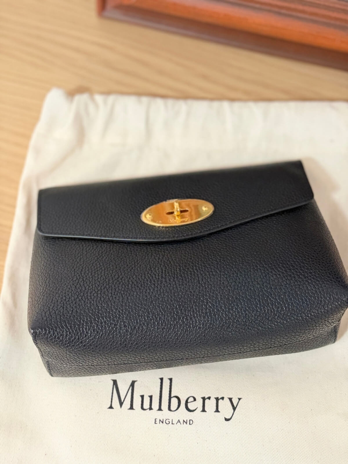 Louise Row featuring Mulberry Cosmetic Bag in black on table