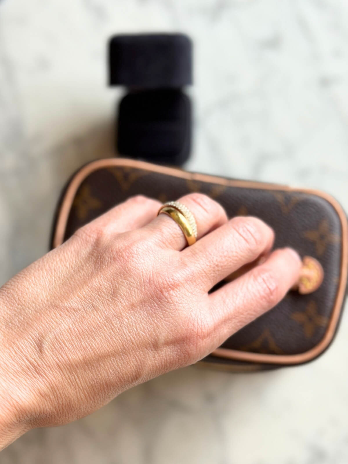 Louise Row featuring TIffany & Co Melody Diamond Ring on hand