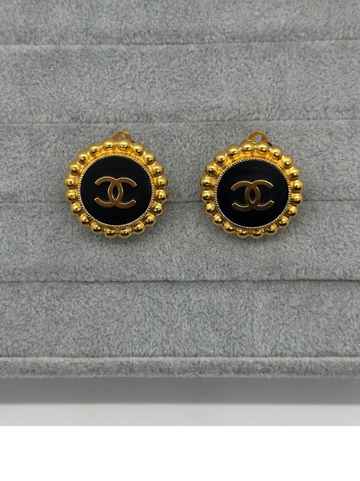 Vintage Chanel CC Button Earrings