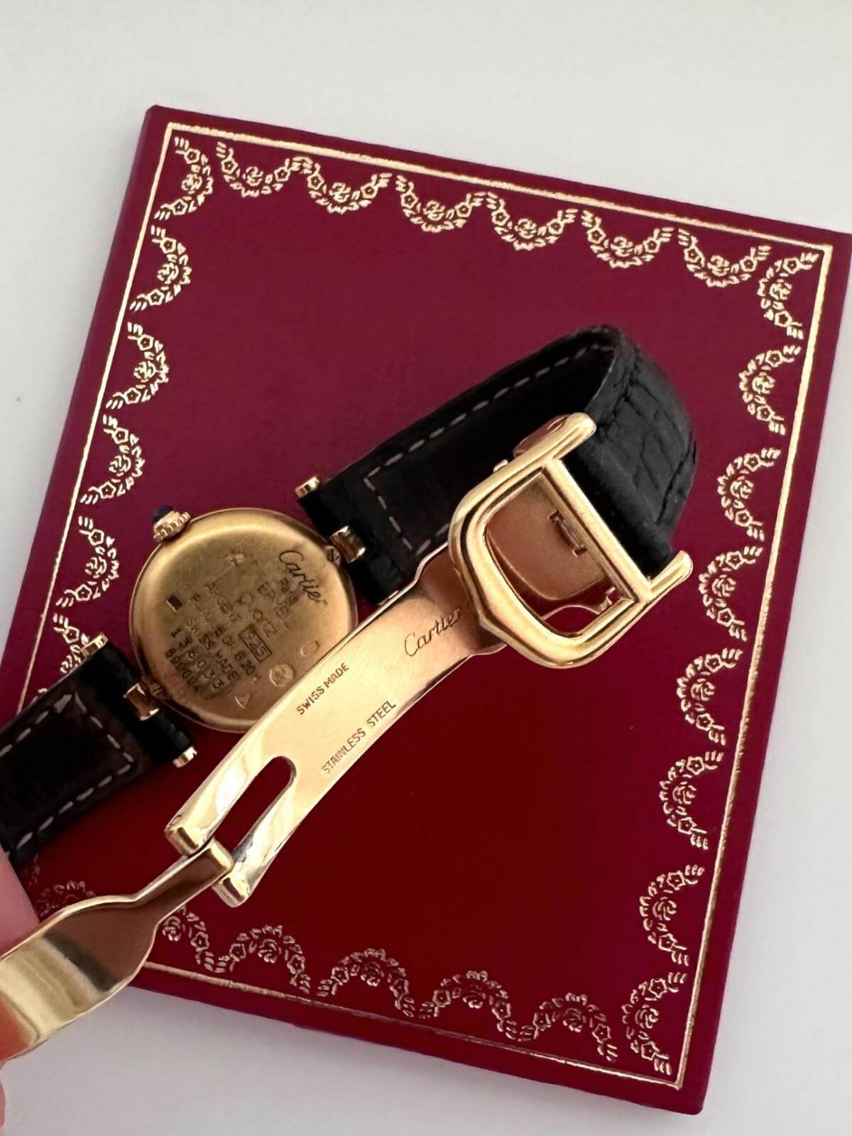 Cartier Vendome back of watch and certificate