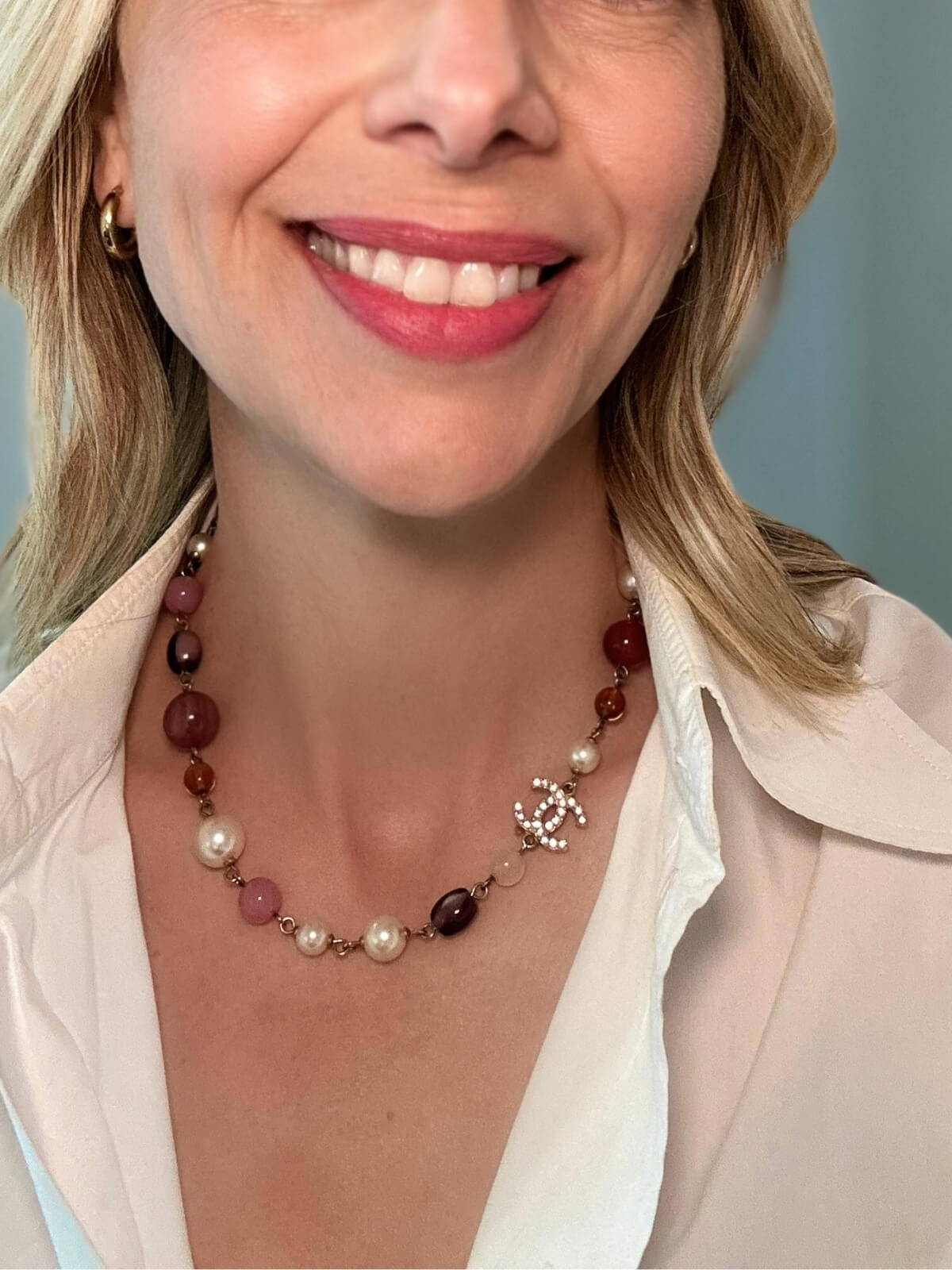 Louise Row featuring Chanel beaded necklace on necklace
