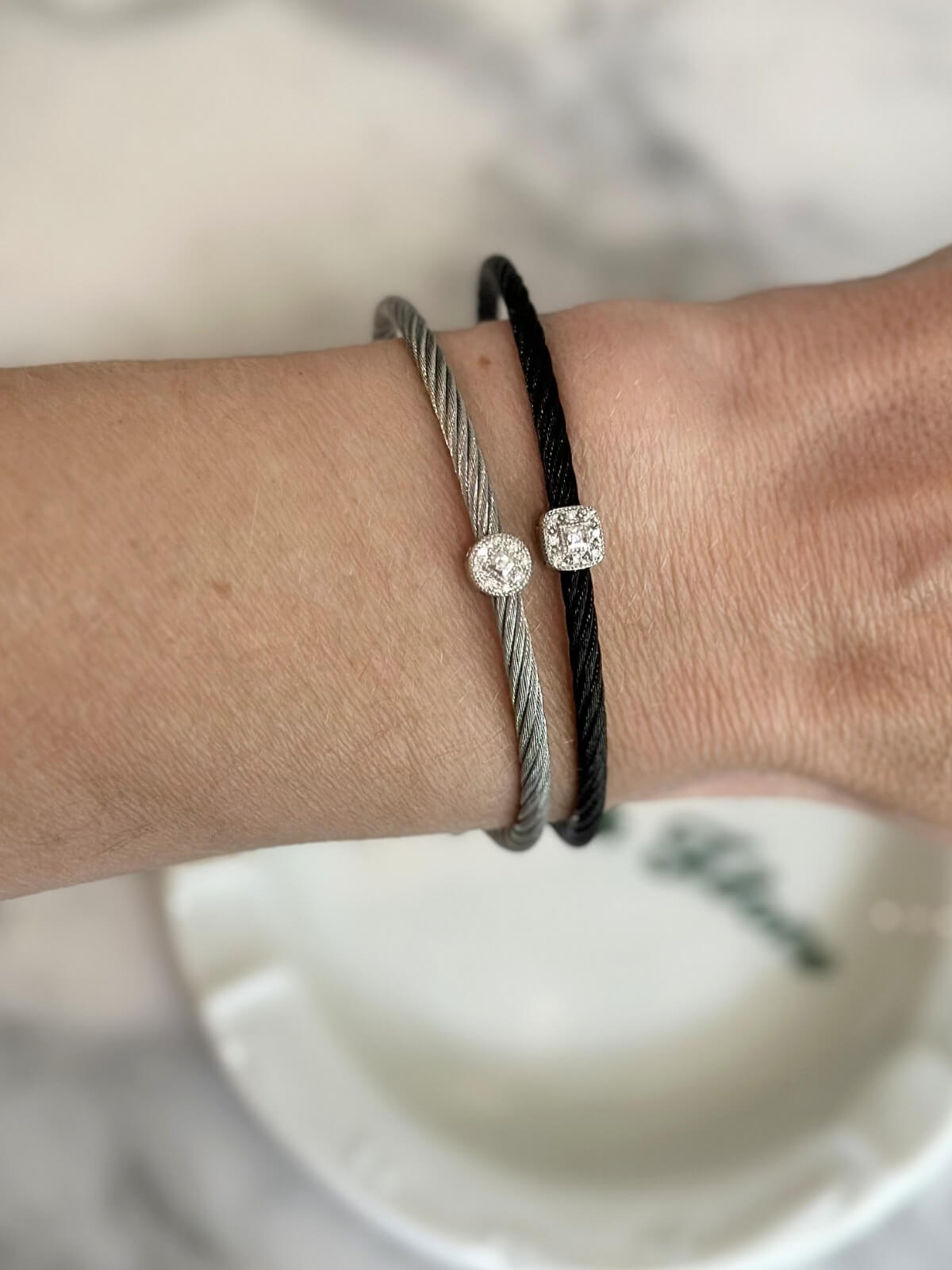 Louise Row Studio featuring Charriol Silver Bracelet with diamond station on arm