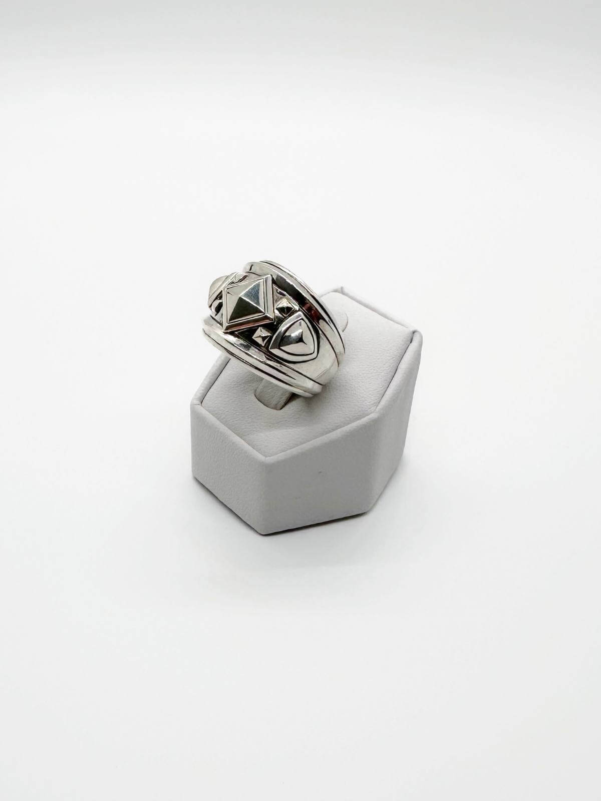DY Silver Renaissance ring on white fixture on white background