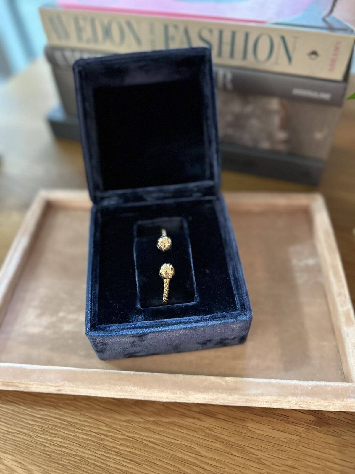 Gold David Yurman Solari bracelet in blue box