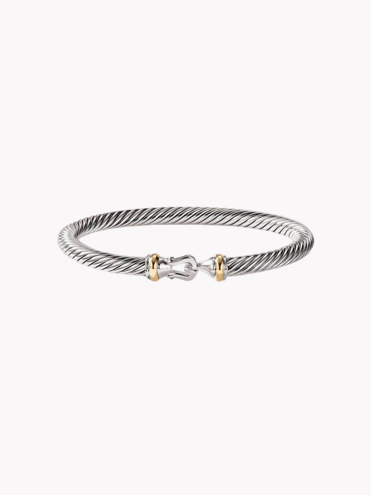 Louise Row Studio featuring David Yurman silver and gold Buckle bracelet on white background. 