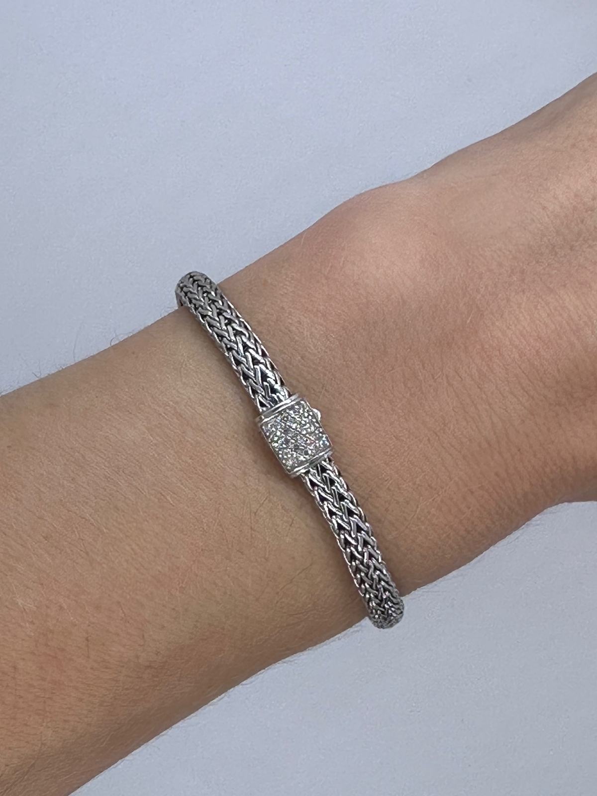 John Hardy Silver Icon Bracelet  with diamond clasp on Arm 
