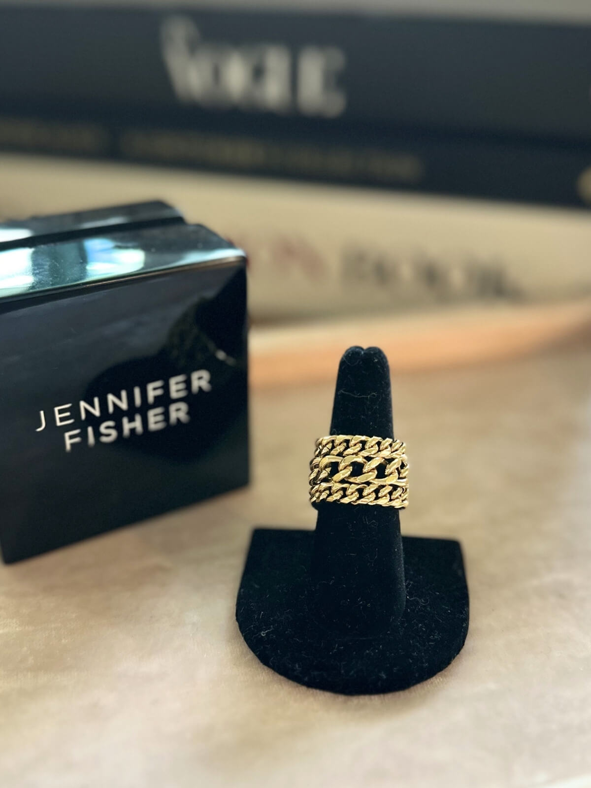 Louise Row featuring Jennifer Fisher Chain ring on fixture with box