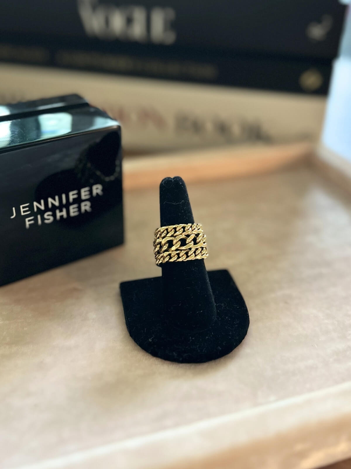 Louise Row featuring Jennifer Fisher Chain ring on fixture with box