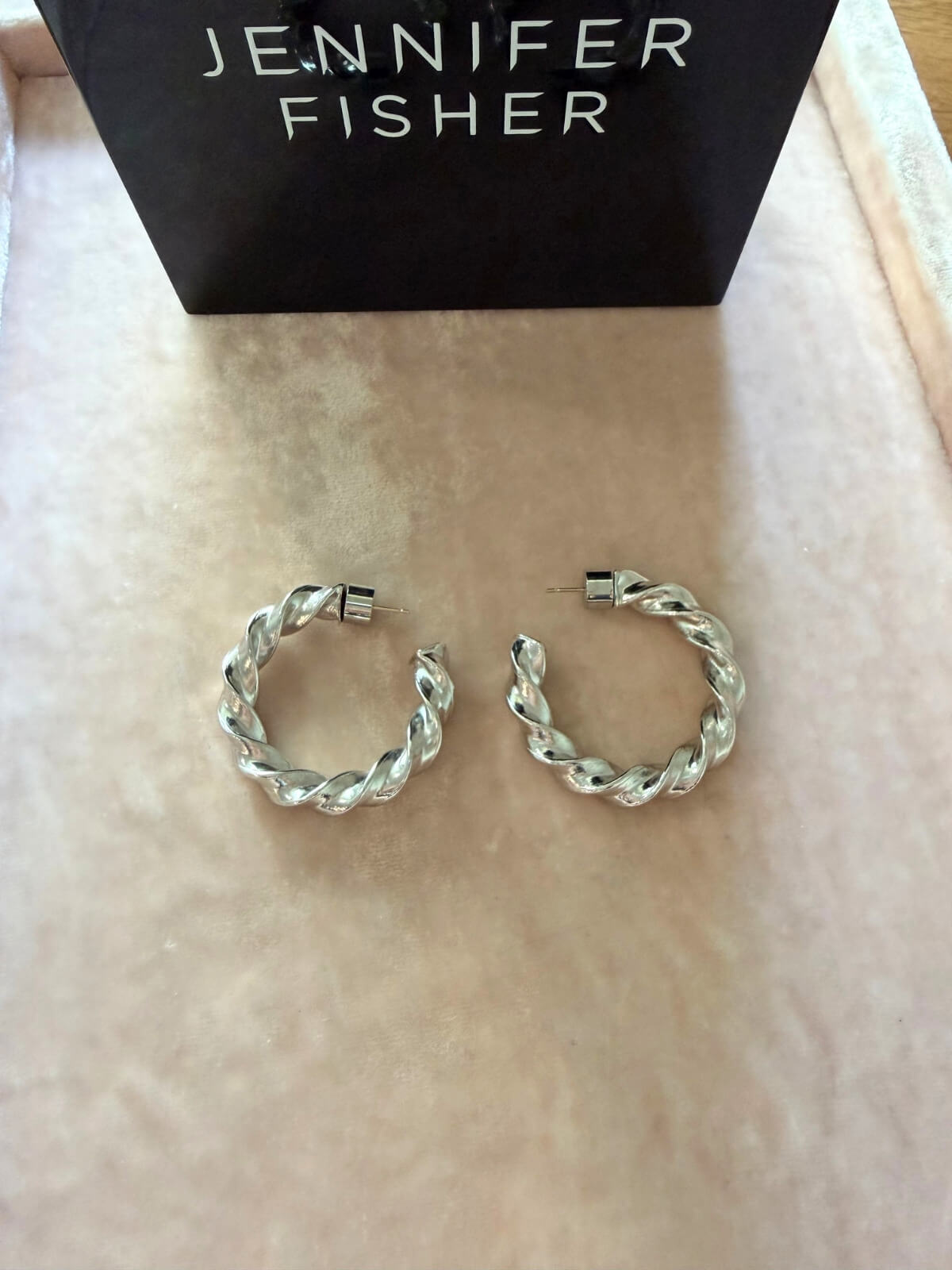 Louise Row featuring Jennifer Fisher Silver Lily Hoop in box 