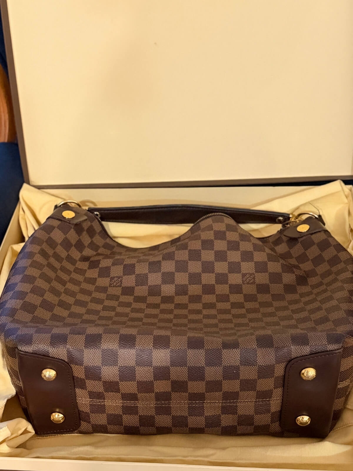 Louise Row featuring Louise Vuitton Damier Ebene bag in box or on mannequin