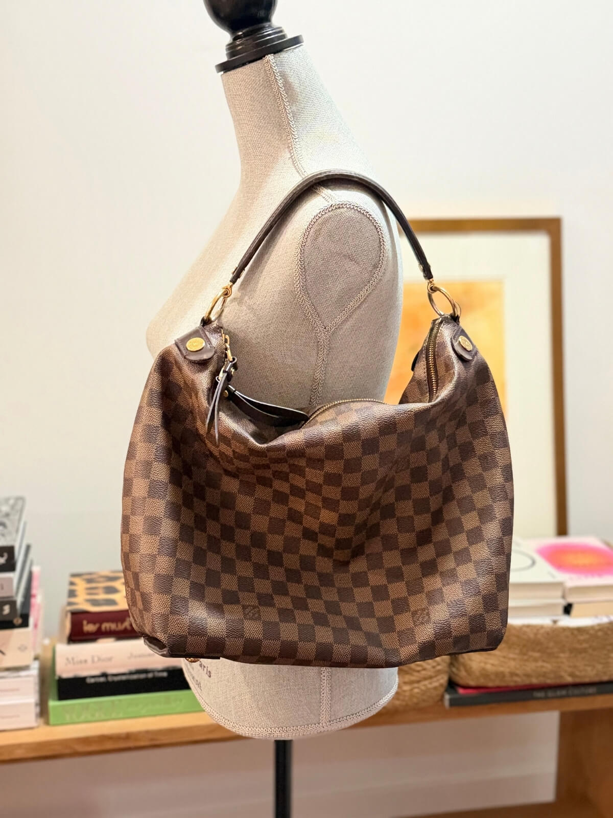Louise Row featuring Louise Vuitton Damier Ebene bag in box or on mannequin