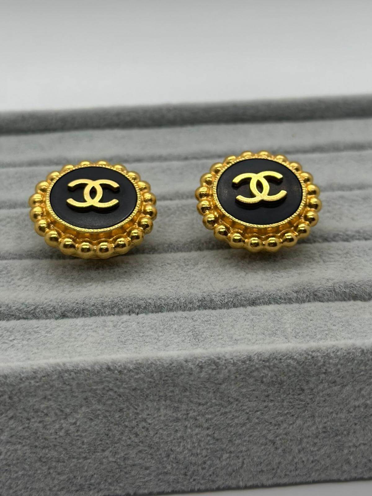 Vintage Chanel CC Button Earrings