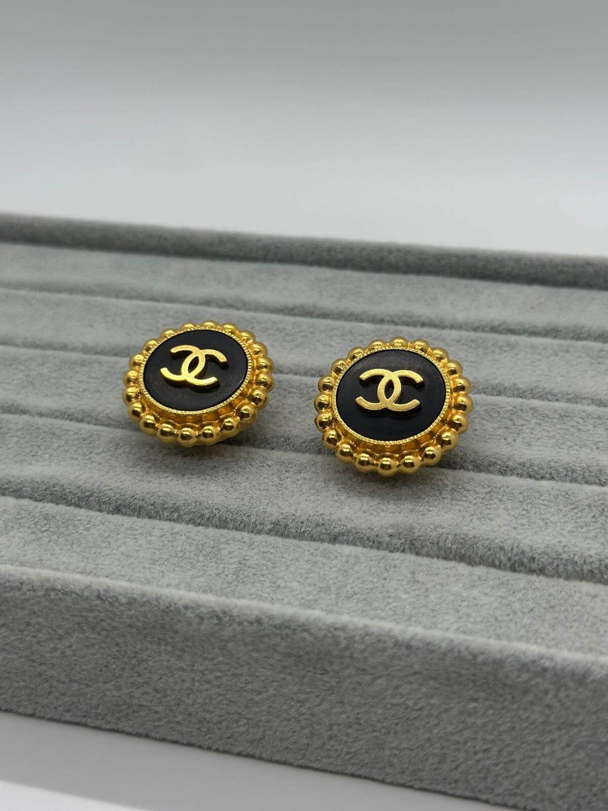 Vintage Chanel CC Button Earrings
