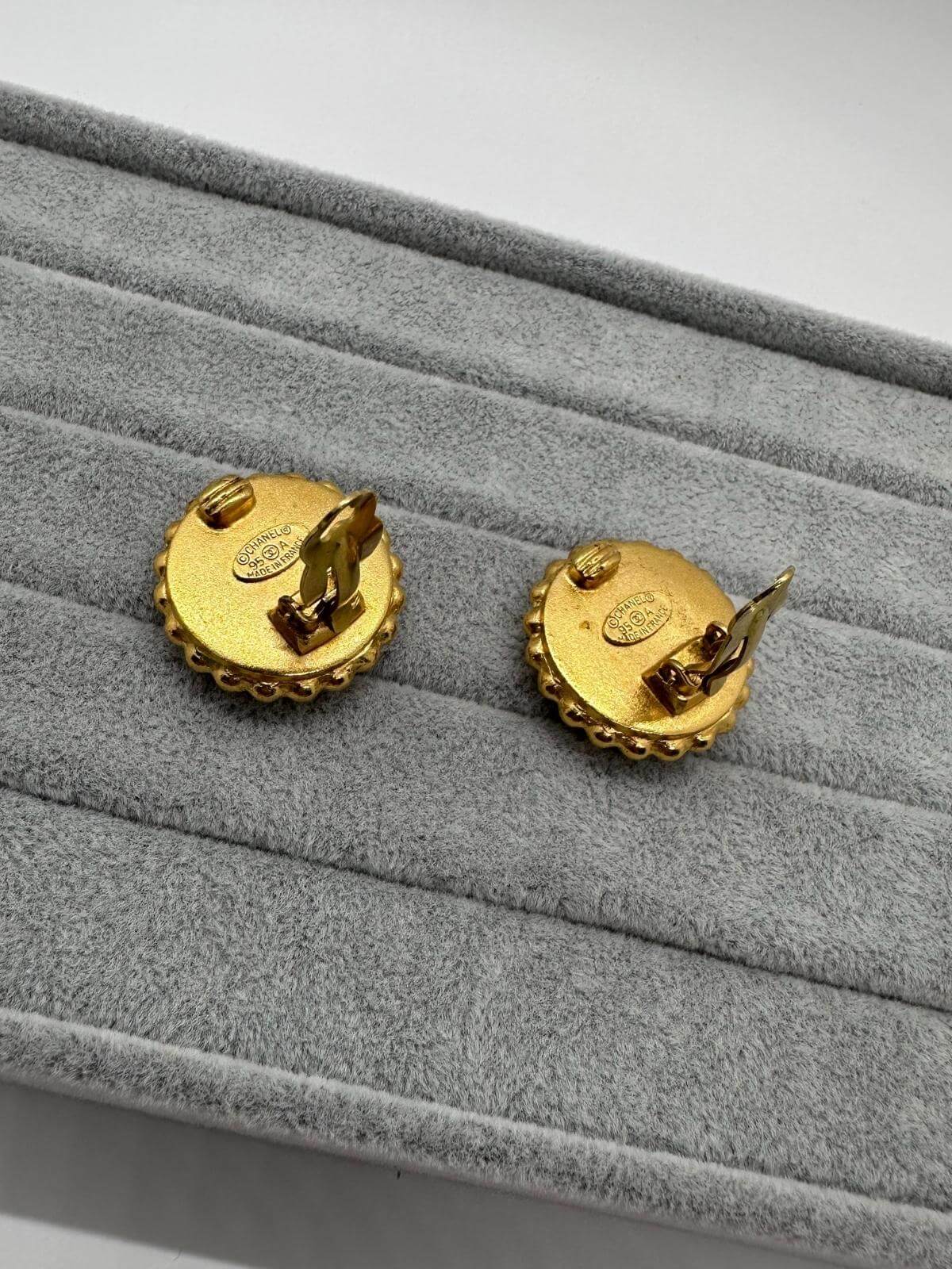 Vintage Chanel CC Button Earrings