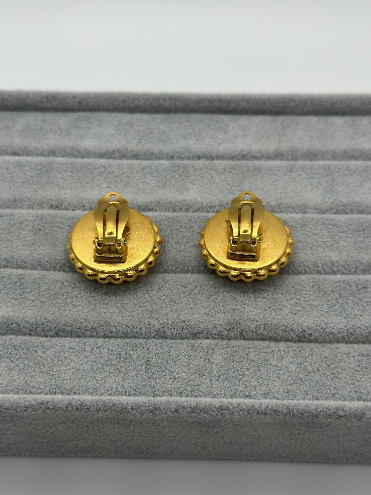 Vintage Chanel CC Button Earrings