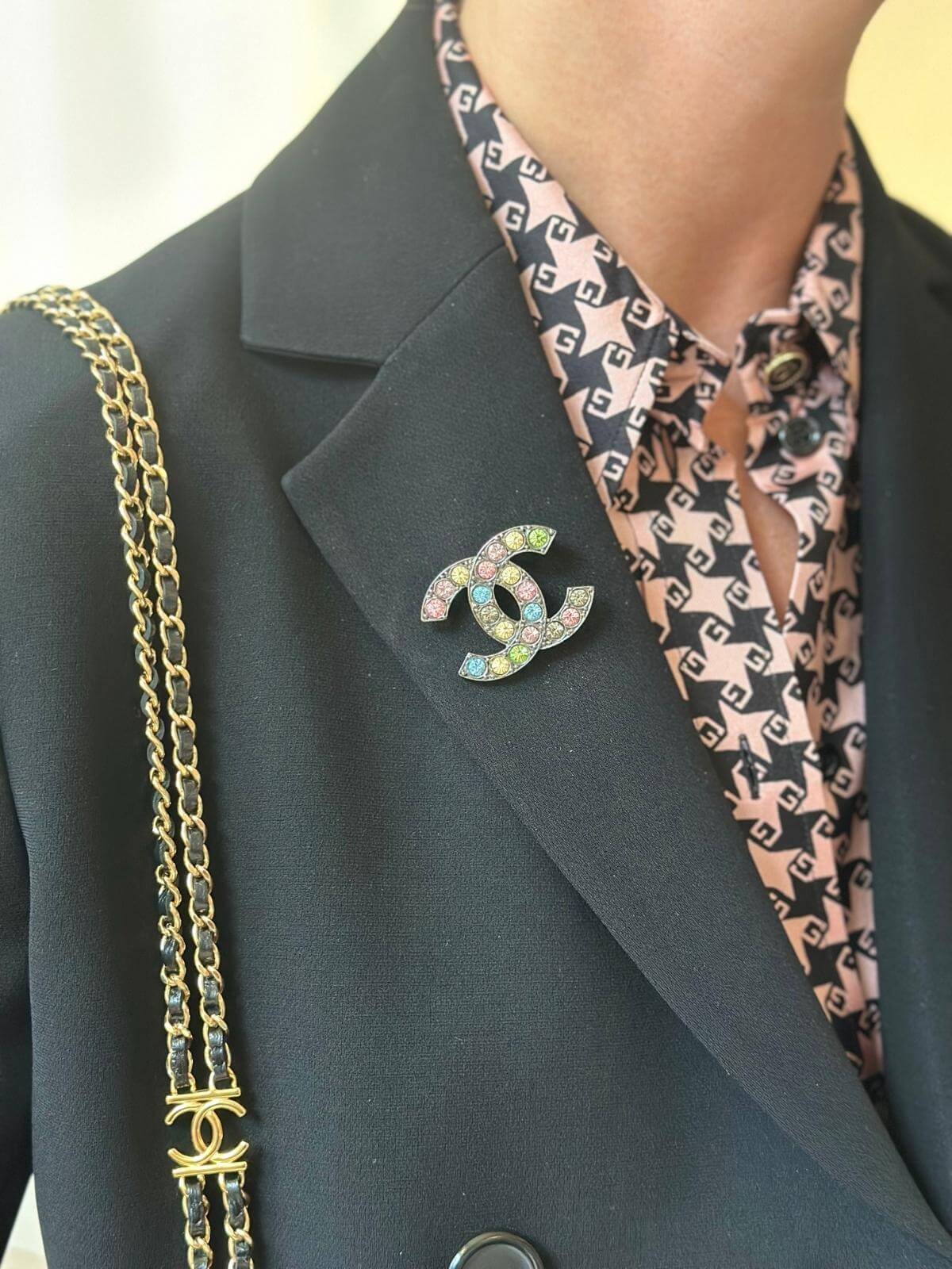 Chanel CC Color Crystal Brooch